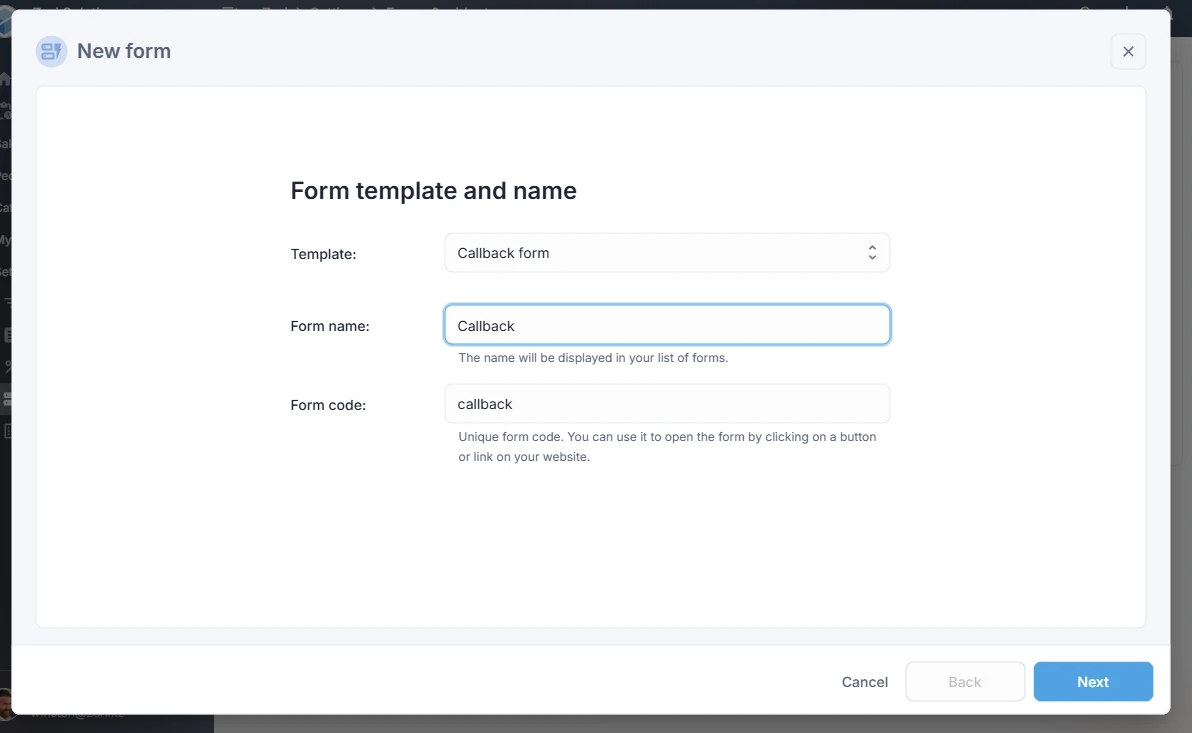 Form creation wizard