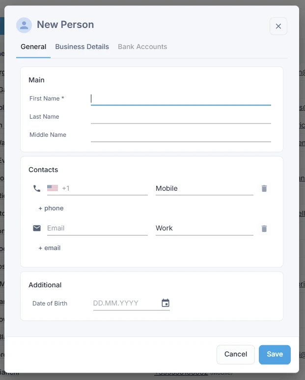Add individual form in ZoriCRM