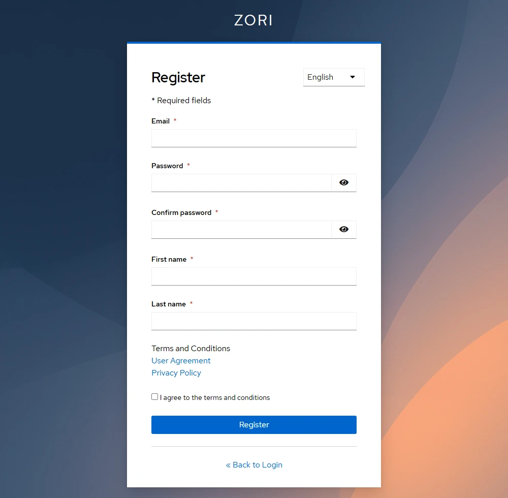Registration in ZoriCRM